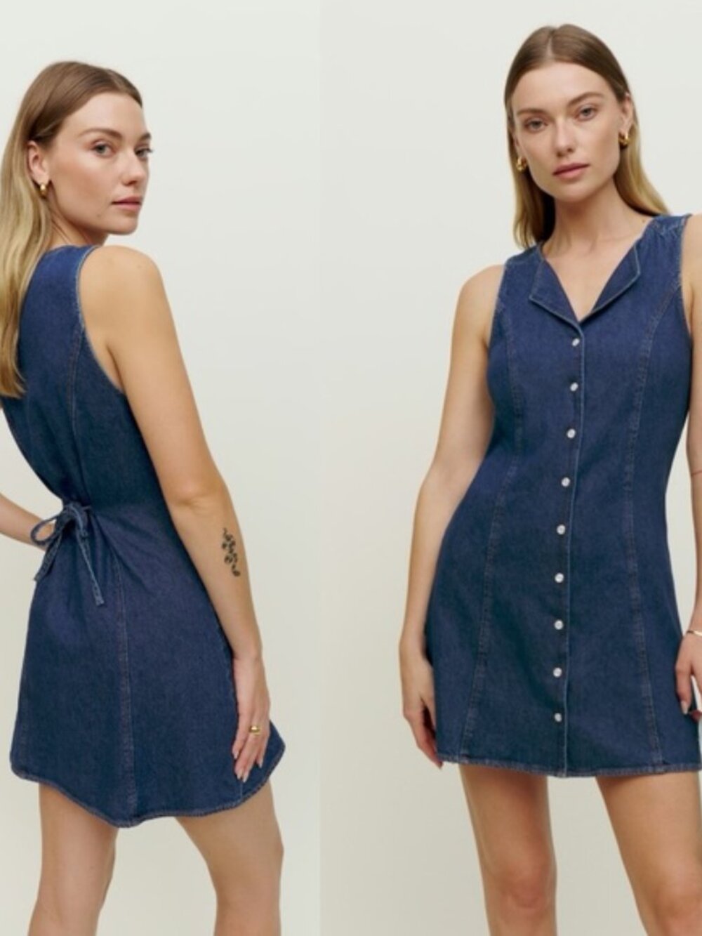 Reformation Jaime Denim Dress Size 6 Blue Jean Sundress Button Down 90’s Jamie